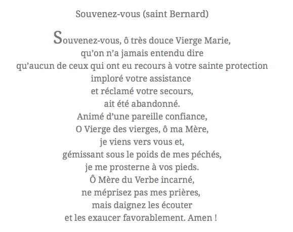 Souvenez-vous, prière de St Bernard – Paroisse Sainte-Marguerite du Vésinet