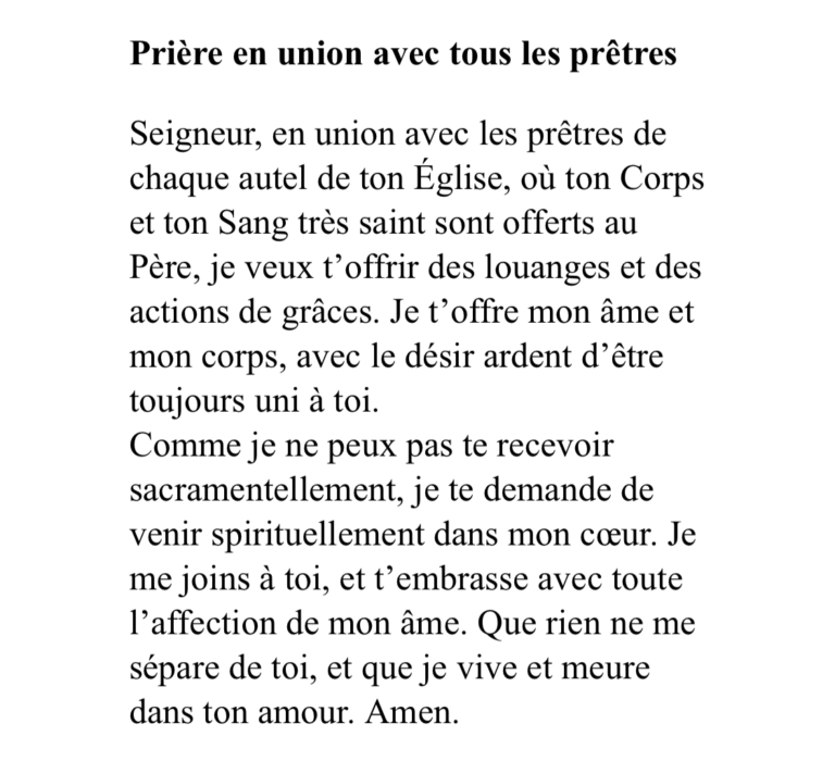 prière de communion spirituelle Paroisse SainteMarguerite du